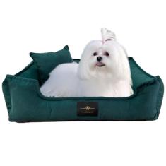 Imagem de Cama Caminha Pet Para Cachorro M 60X50 Veludo Shitzu Verde