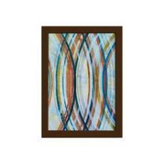 Imagem de Quadro Abstrato Geométrico Círculos Moldura Marrom 22x32cm
