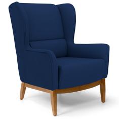 Imagem de Poltrona Decorativa Base Manu Madeira Milena B-304 Veludo  Marinho - Domi