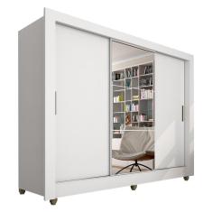 Imagem de Guarda Roupa Casal C/espelho 3 Pts 1 Gav Betina Branco - M. Arapongas