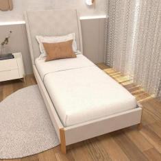 Imagem de Cama Solteiro com Cabeceira Tecido Linho / Veludo Sob Medida - Casa La