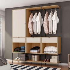 Imagem de guarda-roupa closet modulado maverick 1 pt 3 gv carvalho e off white 168 cm