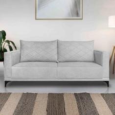 Imagem de Sofá Living 2 Lugares com Pés de Ferro Almofadas Soltas 180cm Neso Bouclê Cinza G63 - Gran belo