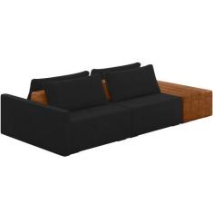 Imagem de Sofá Ilha Modular Para Sala 232cm com Puff Dublin K01 Veludo Preto Sin