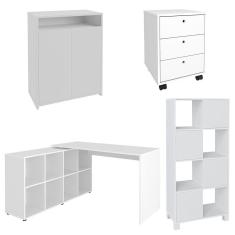 Imagem de Conjunto Escritório Home Office 4 Peças Nil A06 Branco - Mpozenato