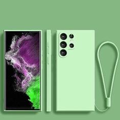 Imagem de Capa de telefone com alça de pulso de silicone líquido para Samsung S22 Ultra S21 Plus S20 FE Note 20 10 Pro S10 Lite S9 S8 Capa macia, verde menta, para S9 Plus