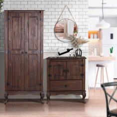 Imagem de Armário Com Balcão Para Cozinha Madeira Maciça Rústico Marrom Shop Jm