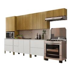 Imagem de Armário De Cozinha Completa Com Balcão Art Kits Paraná 12 Portas 4 Gavetas Madeirado Branco