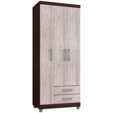 Imagem de Guarda Roupa Solteiro 3 Portas Louise Castanho Avelã 1833 Ajl Móveis