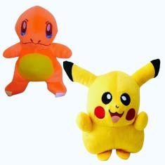 Imagem de 02 Pelúcias Pokemons Picachu e Chamander 30cm