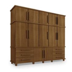 Imagem de Guarda Roupa Roupeiro Magnólia 5 Portas Carvalho - Luapa Móveis