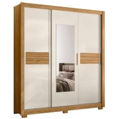 Imagem de Guarda Roupa Casal Canadá Espelho 3 Portas De Correr Freijó Off White Moval