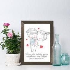 Imagem de Quadro para Quarto Frase Namorados Moldura Marrom 33x43cm
