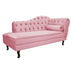 Imagem de Diva Recamier Diana 140cm Lado Esquerdo Suede Rosa Bebê