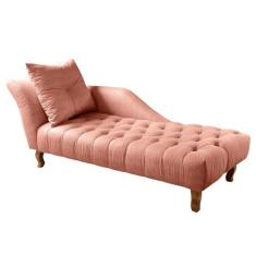 Imagem de Divã Chesterfield Anna Recamier 160cm Via Encanto Veludo Rosê Lado Esq