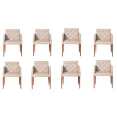 Imagem de Kit 8 Poltronas Costura Capitone Bege Sala Espera Escritório