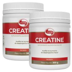 Imagem de Creatina Creatine Vitafor 100% Monohidratada 100 Doses Suplemento 2 x 300g Pré Treino Pura Zero Açúcar Zero Glúten