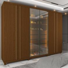 Imagem de Guarda Roupa Casal 6 Portas 4 Gavetas Com Vidro Reflecta E Led Absolut