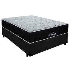 Imagem de Cama Box Casal Suede + Colchão Airtech Molas Ensacadas Antares Ortobom Preto 138x188cm - Suporta Até 120kg Por Pessoa