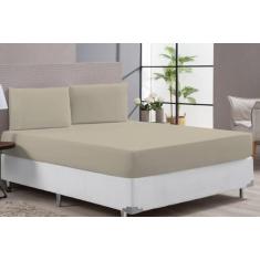 Imagem de Lençol Macio Cama Casal King 400 Fios Cáqui 3 Peças - Beatriz Enxovais