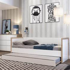 Imagem de Cama Babá Infantil Com Cama Auxiliar Moderna Coleção Wood Branco