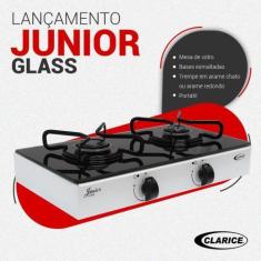 Imagem de Fogão Gás Mesa Junior 2 Bc Glass ARR Branco c/  Vidro Preto-Manual - C