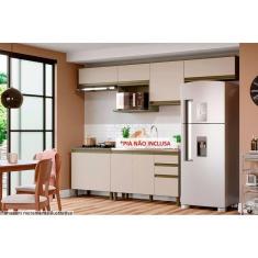 Imagem de Kit de Cozinha Modulada 8 Peças Connect (4 Armários + 2 Balcões + 2 Complementos) C8P11 Duna/Cristal - Henn