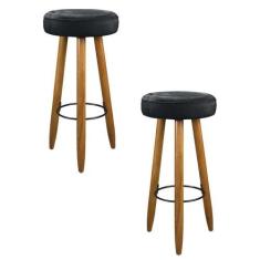 Imagem de Kit 02 Bancos Alto Camila Espuma Decorativa Para Balcão Bistrô Cinza G