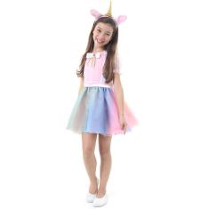 Imagem de Fantasia Carnaval Unicórnio Vestido Menina Infantil + Tiara