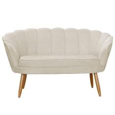 Imagem de Namoradeira Estofada 2 Lugares Para Sala Comercial Pétala Suede Bege - LM DECOR