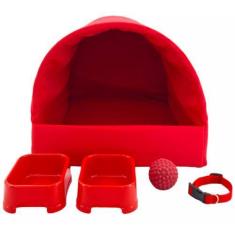 Imagem de Kit Cachorro Gato Cama Caminha Tunel Coleira Brinquedo Comedor Médio -