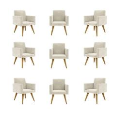 Imagem de Kit 09 Cadeiras Poltronas Decorativa - Escritório - Recepção Cor:bege