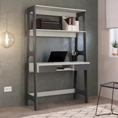Imagem de Escrivaninha para Escritório com Estante Primazzia Grafite/Off White