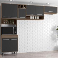 Imagem de Cozinha Compacta 8 portas Barcelona Carvalho/graffite - Poliman