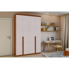 Imagem de Guarda Roupa 4 Portas E 2 Gavetas Alonzo New Amendoa/Off White - Lopas
