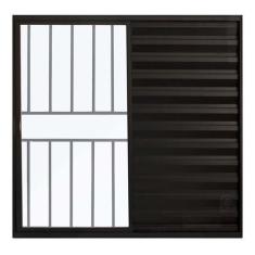 Imagem de Janela de Alumínio Preto Veneziana de Correr 3 Folhas Com Grade Hale E