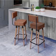 Imagem de Kit 2 Banquetas Altas Estofadas Florença Café - Adz