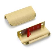 Imagem de Sunlithor Puxador de dedo de borda para armários gaveta oculta de cozinha sem necessidade de perfuração Puxadores de porta escondida de alumínio puxador longo para casa pacote de 2 latão escovado