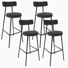 Imagem de Kit 04 Banquetas Altas Cozinha Sala De Jantar Estrutura Em A