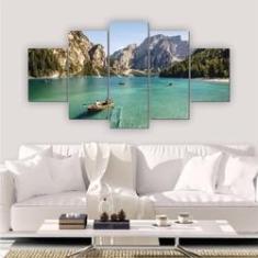 Imagem de Quadros Decorativos Mosaico Quarto Sala Barco 5 Peças