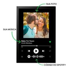 Imagem de Quadro Interativo Música Spotify Com Moldura E Vidro