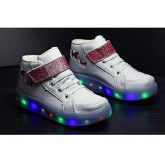 Imagem de Tenis Botinha Feminino De Led Borboleta Glitter Limitado - Kids