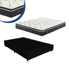 Imagem de Cama Box Casal Colchão Mola Bonnel + Box Suede Preto 54x138x188