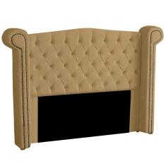 Imagem de Cabeceira Casal Estofada Para Cama Box Ayla Veludo Bege Escuro
