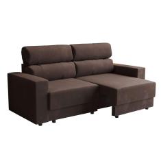 Imagem de Sofá 3 Lugares Retrátil E Reclinável Porto Alegre Suede Marrom 180 Cm