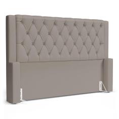 Imagem de Cabeceira Cama Box Casal Padrão Atena 160cm Capitonê com Frame Suede Bege - Desk Design