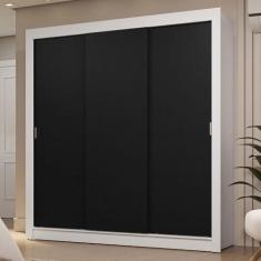 Imagem de Guarda-roupa Casal 3 Portas de Correr Branco/preto Sublime Madesa