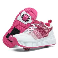Imagem de HOVERKICKES Tênis de skate LED para crianças, meninos, meninas, com rodas destacáveis, recarregáveis, piscantes, Rosa-111, 16
