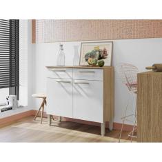 Imagem de Balcão de Cozinha 2 Portas 2 Gavetas 90,9cm Nala Kits Paraná Freijó/Supremo