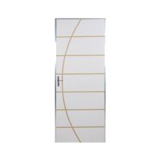 Imagem de Kit Porta de Madeira Decorada 212x65cm com Batente de Alumínio 3,6cm Neblina MGM Branca